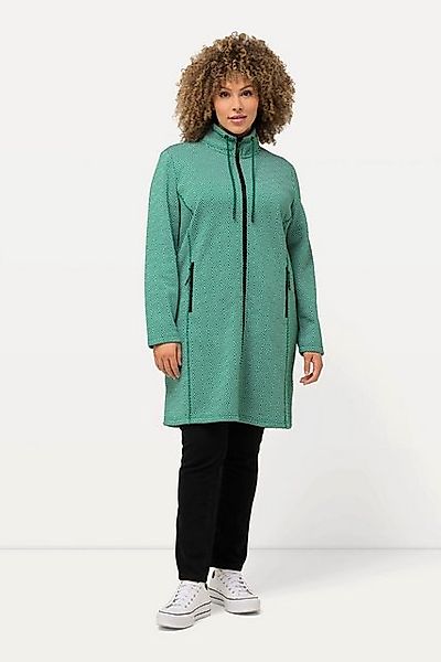 Ulla Popken Sweatjacke Strickfleece-Jacke grafisches Muster Stehkragen günstig online kaufen