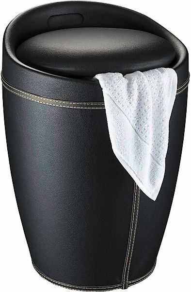 Wenko Hocker Candy Black Lederoptik 50,5 cm x 36 cm x 36 cm günstig online kaufen