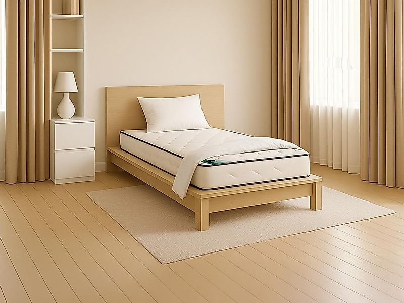 Bett-Set mit Schaumstoffmatratze, Bambus-Bezug, Bettdecke + 1 Kissen - 90 x günstig online kaufen
