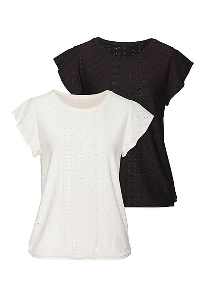 Vivance Kurzarmshirt mit Lochstickerei (2er-Pack) aus günstig online kaufen