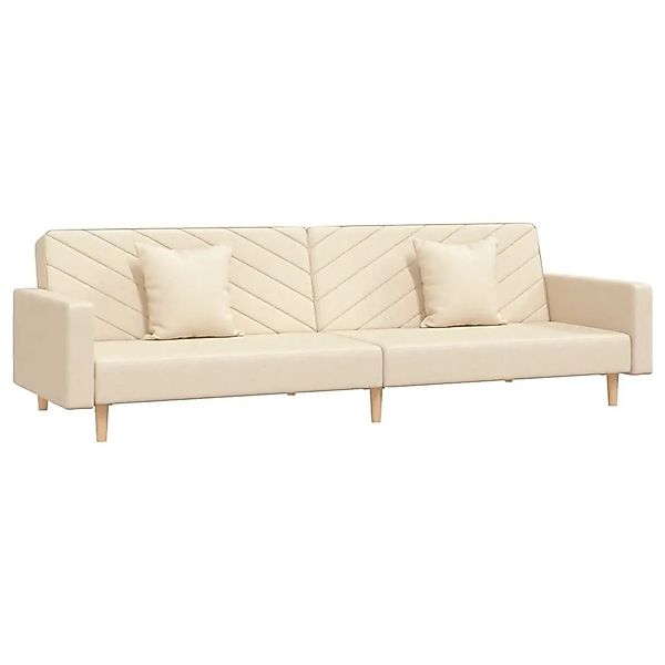 vidaXL Schlafsofa 2-Sitzer mit 2 Kissen Creme Stoff 375902 günstig online kaufen