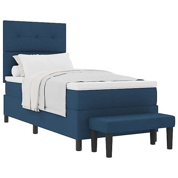 vidaXL Bett Boxspringbett mit Matratze & Bank Blau 90x200 cm Stoff (2-tlg) günstig online kaufen