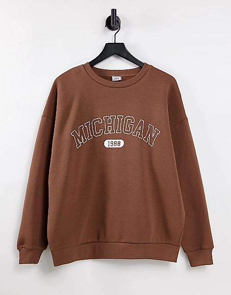 Pimkie – College-Sweatshirt in Braun günstig online kaufen