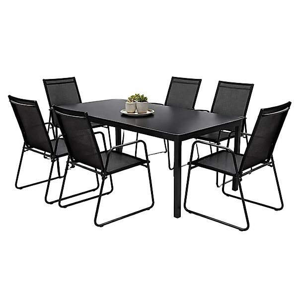 Mojawo 7tlg Outdoormöbel Set Gartenmöbel Gartengarnitur Glastisch Gartentis günstig online kaufen