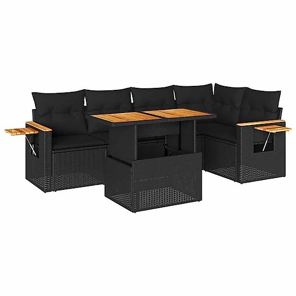 vidaXL 6-Tlg Garten-Sofagarnitur mit Kissen Schwarz Poly Rattan 3327597 günstig online kaufen