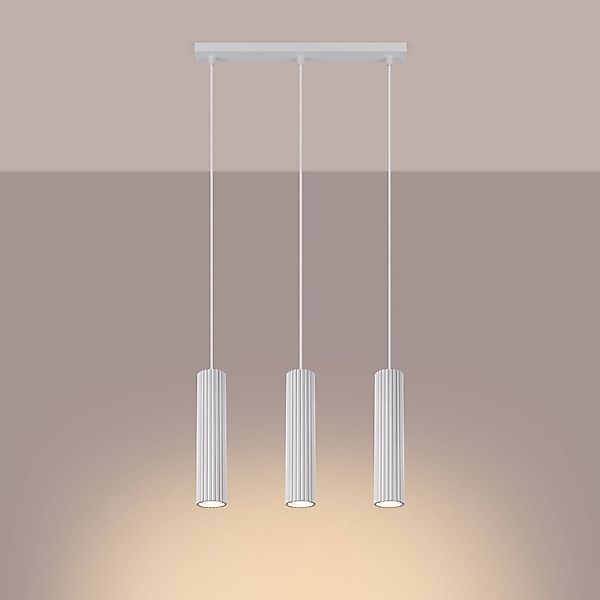 Pendellampe Karbon, weiß, Länge 45 cm, Aluminium, 3-flg. günstig online kaufen