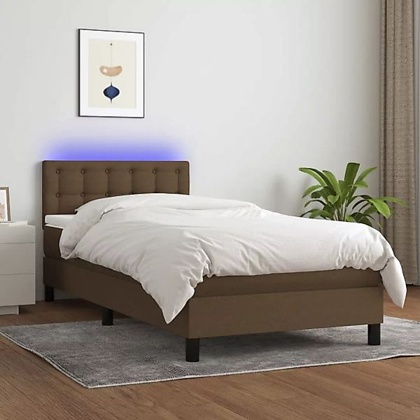 vidaXL Boxspringbett Boxspringbett mit Matratze LED Dunkelbraun 100x200 cm günstig online kaufen