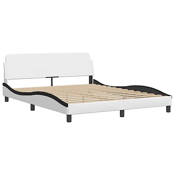 furnicato Bettgestell "Dover" Weiß und Schwarz 160x200 cm Kunstleder (1-tlg günstig online kaufen