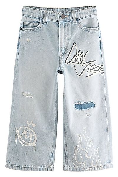 Next Weite Jeans Wide Fit Jeans mit Graffiti-Print aus Baumwolle (1-tlg) günstig online kaufen