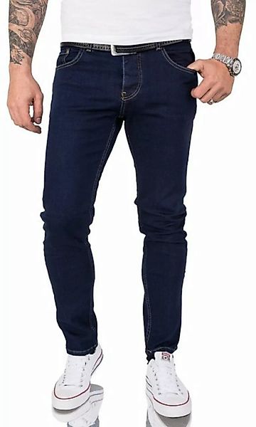 Gelverie Slim-fit-Jeans Herren Jeans Stonewashed Dunkelblau G-102 günstig online kaufen
