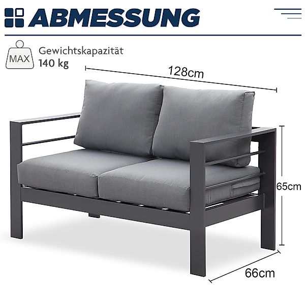 MeXo Gartenlounge-Set Gartenmöbel Set Aluminium Loungeset günstig online kaufen