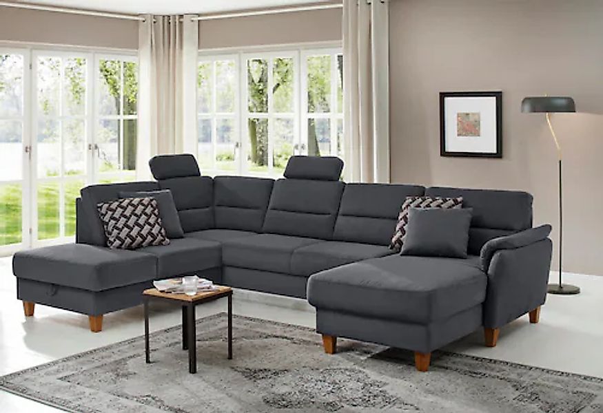 Home affaire Wohnlandschaft »Palmera U-Form, B: 308 cm« optional Bettfunkti günstig online kaufen