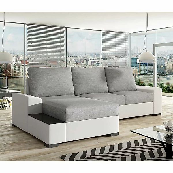 Ecksofa Sofaecke in Grau und Weiß günstig online kaufen