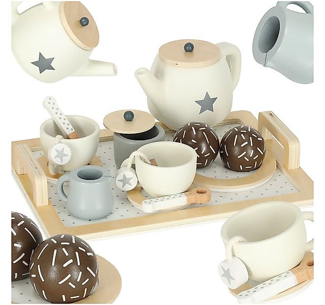 Ikonka Spielküche Holz-Teeservice Kinder Rollenspiel Set, Montessori Stil, günstig online kaufen