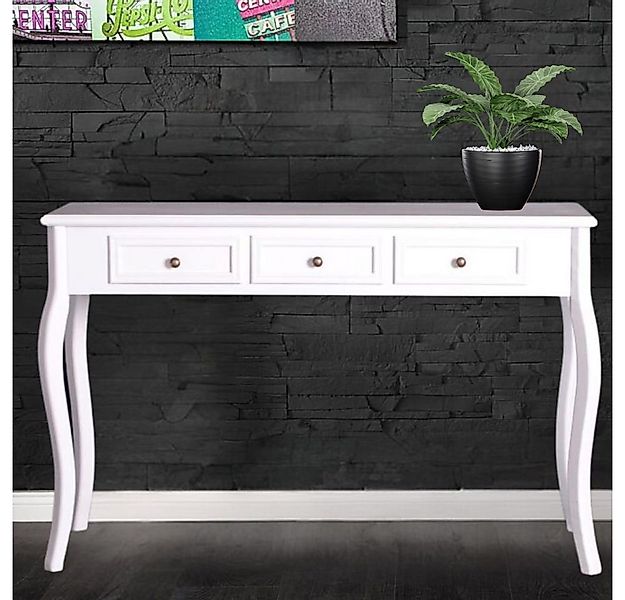 LebensWohnArt Konsolentisch Landhaus Konsolentisch VALARIE 120cm weiss 3 Sc günstig online kaufen