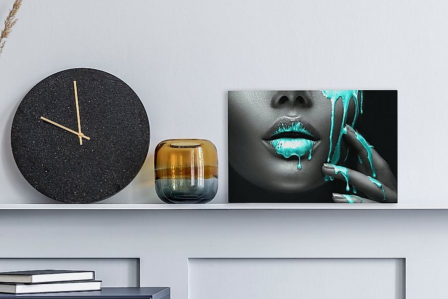 OneMillionCanvasses® Leinwandbild Lippen - Blau - günstig online kaufen