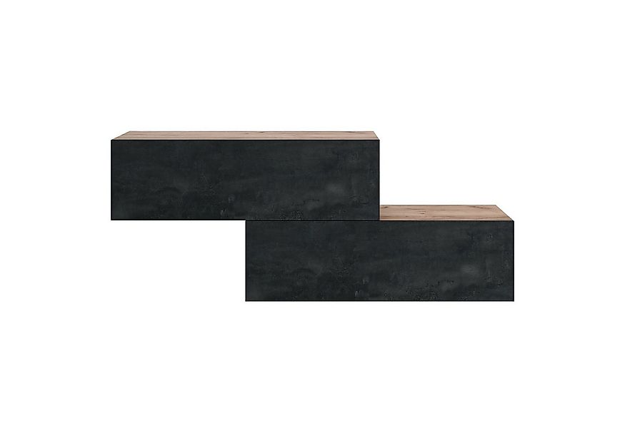 Planetmöbel Garderoben-Set 2x Hängeschrank WEST 100 cm gold eiche / schwarz günstig online kaufen