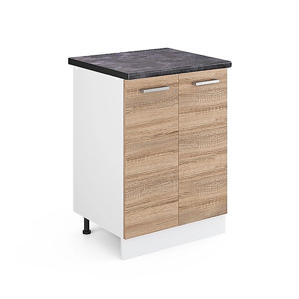 Vicco Küchenunterschrank R-Line Küchenkommode Sonoma/Weiß 60 cm AP Eiche günstig online kaufen