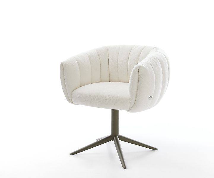 Drehstuhl Jada-Flex Bouclé Soft Beige Fußkreuz Effektfinish Titan 360° dreh günstig online kaufen