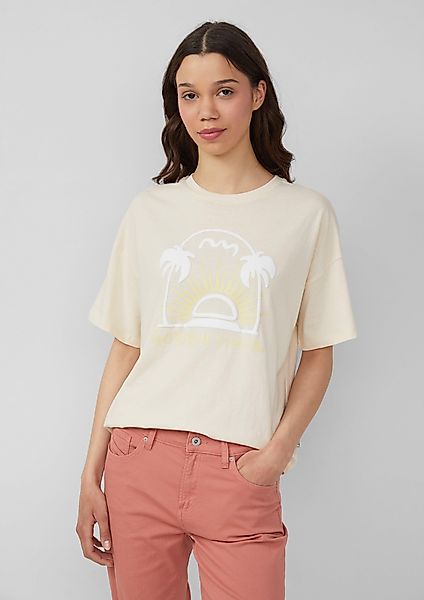 QS Kurzarmshirt Baumwollshirt mit Frontprint günstig online kaufen