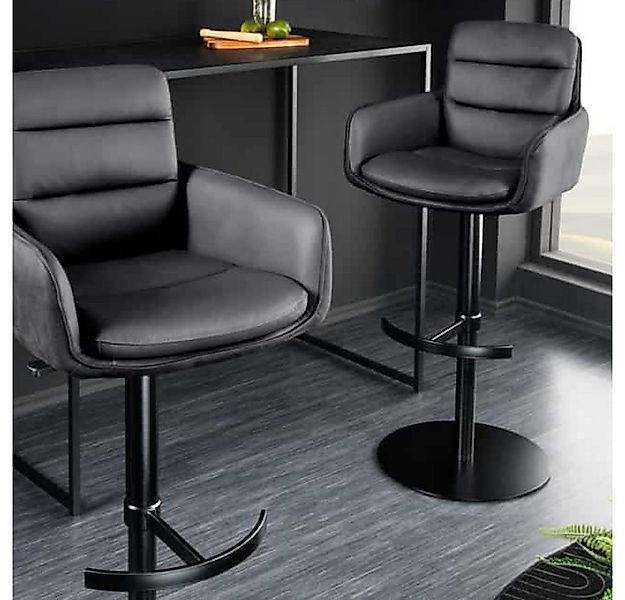 LebensWohnArt Stuhl Echtleder Barstuhl CHARLES schwarz höhenverstellbar dre günstig online kaufen