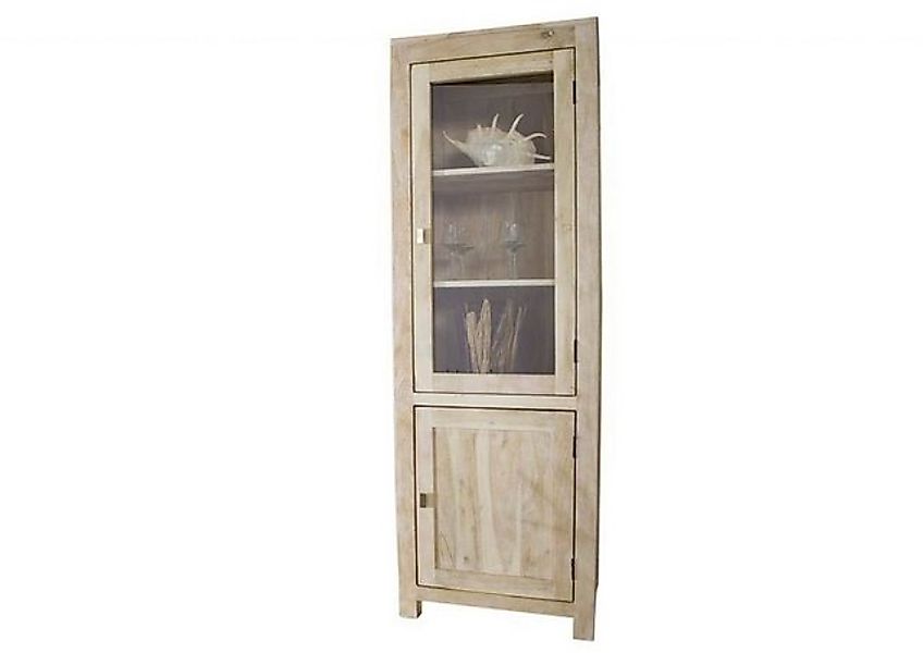 Massivmoebel24 Standvitrine #53 (Vitrine Akazie 65x42x190 white stone getün günstig online kaufen