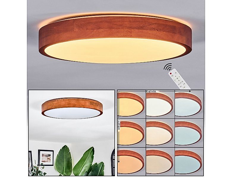 hofstein Deckenleuchte Deckenlampe aus Metall/Holz/Kunststoff in Natur/Brau günstig online kaufen