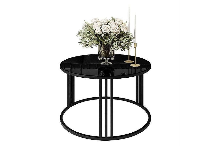 Lookway Couchtisch LORI GLASS, Runder Couchtisch mit Glasplatte (1x Couchti günstig online kaufen
