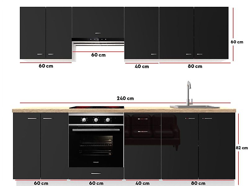 OMILI Küchenzeile OLVIT (Breite 240cm), Fronten günstig online kaufen