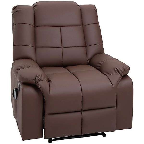 HOMCOM Massagesessel Elektrisch Kunstleder Holz Stahl Braun 94 x 99 x 99 cm günstig online kaufen