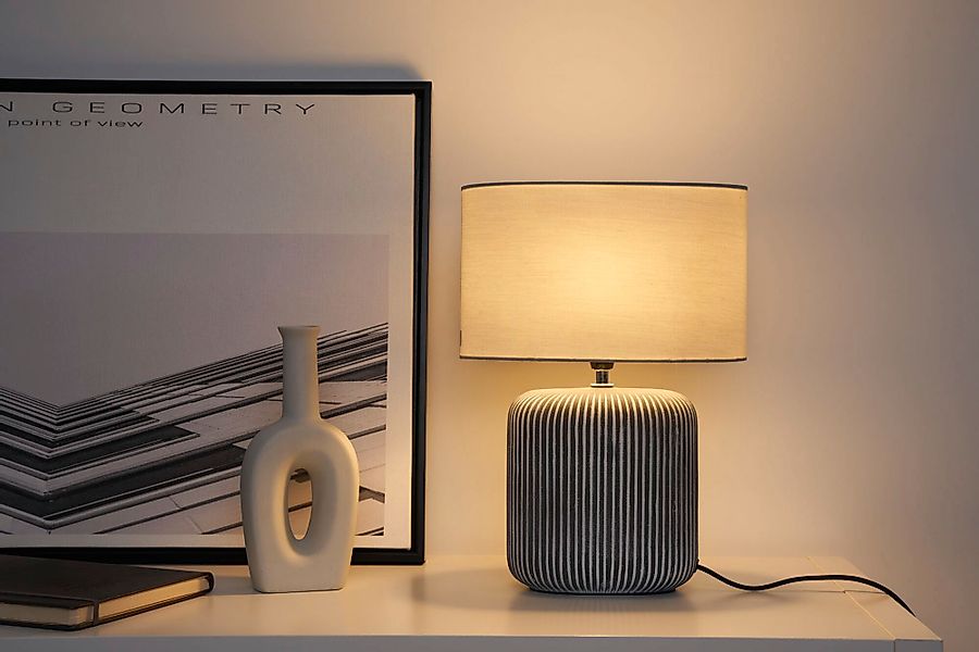 Pauleen Tischleuchte »Pure Shine max20W Grau/Weiß 230V Stoff/Keramik«, 1 fl günstig online kaufen