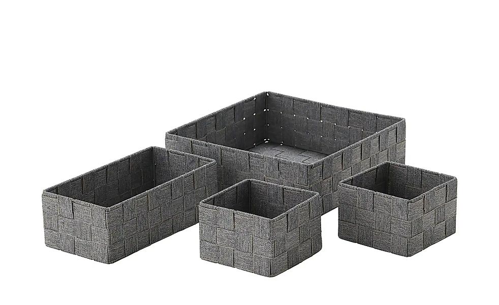 HOME STORY Aufbewahrungskorb  4er-Set   ¦ grau ¦ Polyester,Metall ¦ Maße (c günstig online kaufen