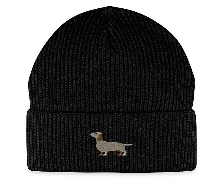 Spreadshirt Beanie Dackel Stickerei Fisherman Beanie Bio Mütze (1-St) günstig online kaufen