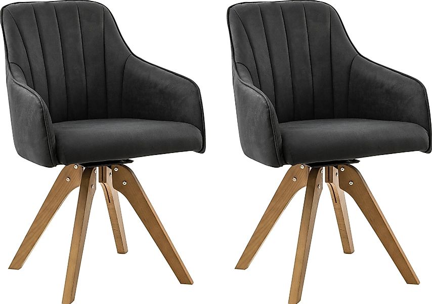Home affaire Drehstuhl "Formentor" (Set) 2 Stk. Microfaser mit Rückensteppu günstig online kaufen