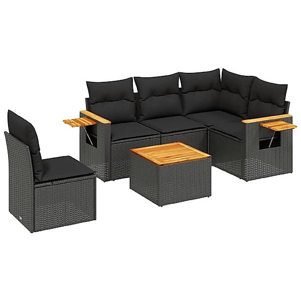 vidaXL 6-Tlg Garten-Sofagarnitur mit Kissen Schwarz Poly Rattan 3226818 günstig online kaufen