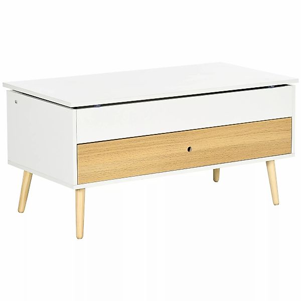 HOMCOM Couchtisch rechteckig mit klappbarem Tablett und 1 Schublade aus Hol günstig online kaufen