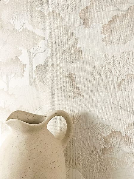 Newroom Vliestapete, Creme Tapete Modern Bäume günstig online kaufen