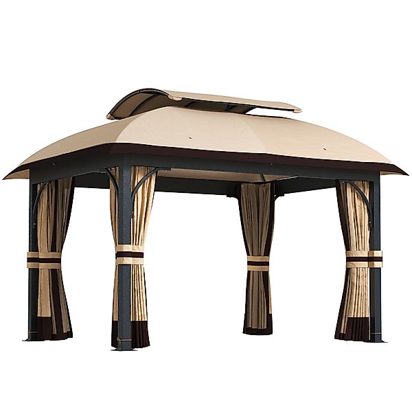 Outsunny Pavillon mit Doppeldach, 4x3,3 m Wasserabweisend Stabil Winterfest günstig online kaufen