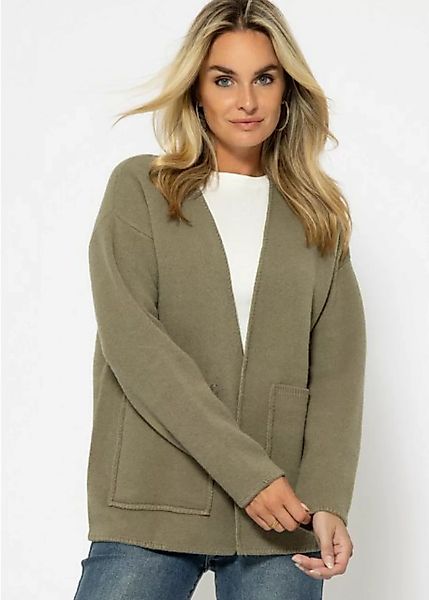 SASSYCLASSY Cardigan Oversize Strickjacke Damen mit Taschen Winter Offen fa günstig online kaufen