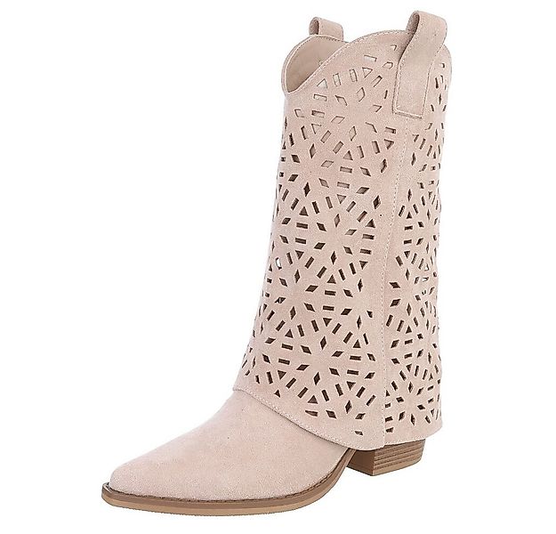 Ital-Design Moderne Damen-Stiefel mit Ausstanzungen für Alltag und Freizeit günstig online kaufen