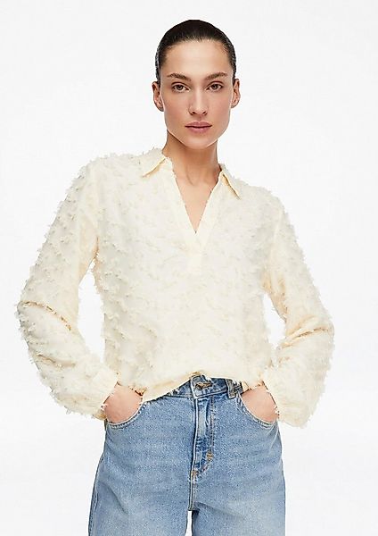 comma Langarmbluse Bluse Jacquard-Bluse mit 3-D-Struktur günstig online kaufen