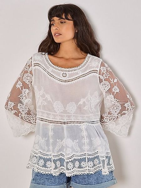 Apricot Blusentop Besticktes Mesh-Oberteil, in oversized Passform günstig online kaufen