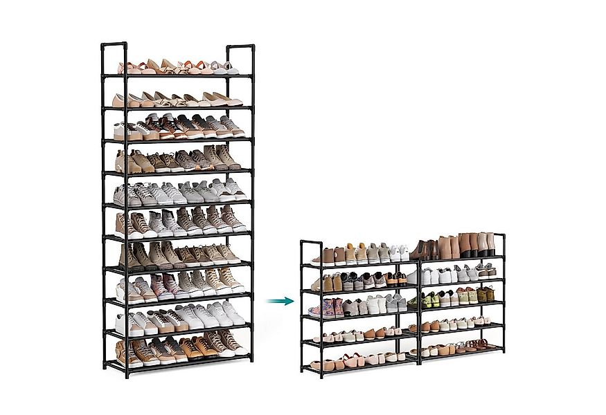 SONGMICS Schuhregal Schuhschrank, für 20 Paar Schuhe und Stiefel, mit 10 Eb günstig online kaufen