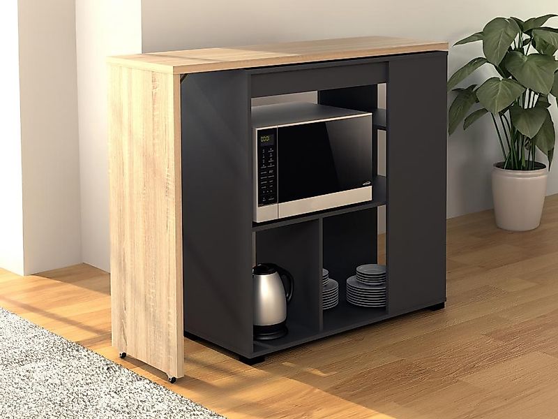 Bartisch drehbar mit Stauraum - Holzfarben & Anthrazit - SATURNE günstig online kaufen