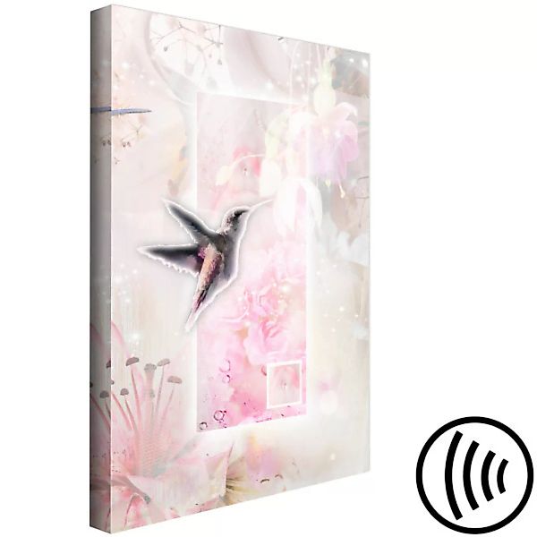 Leinwandbild Trinkender Kolibri - Abstraktion mit Pfingstrosen und Lilien X günstig online kaufen