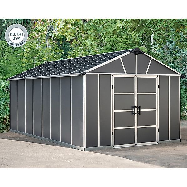 Palram Kunststoff-Gerätehaus Yukon Anthrazit 17,2 m² mit Boden günstig online kaufen