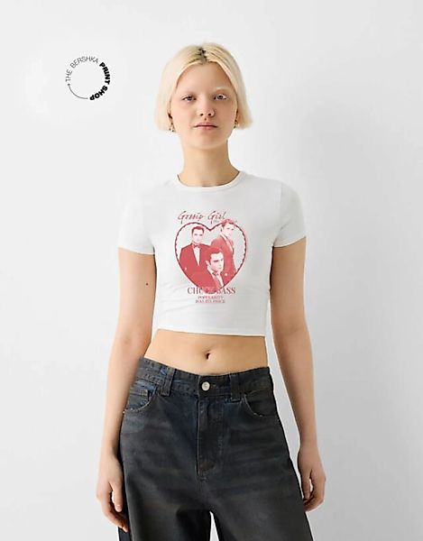 Bershka T-Shirt Mit Print Damen 10-12 Grbrochenes Weiss günstig online kaufen