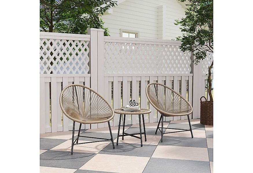 Outsunny Sitzgruppe für 2 Personen, 3-teilig mit 2 Stühle, Tisch, wetterfes günstig online kaufen