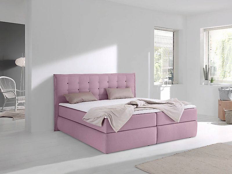 Home affaire Boxspringbett "Sagres" Kopfteil mit 2farbiger Flatterbiese und günstig online kaufen