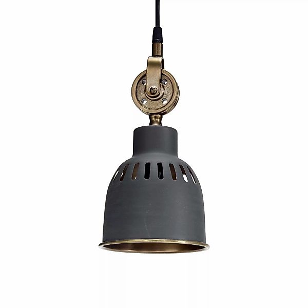 PR Home Hängelampe Cleveland, Ø 14 cm, grau/messing günstig online kaufen